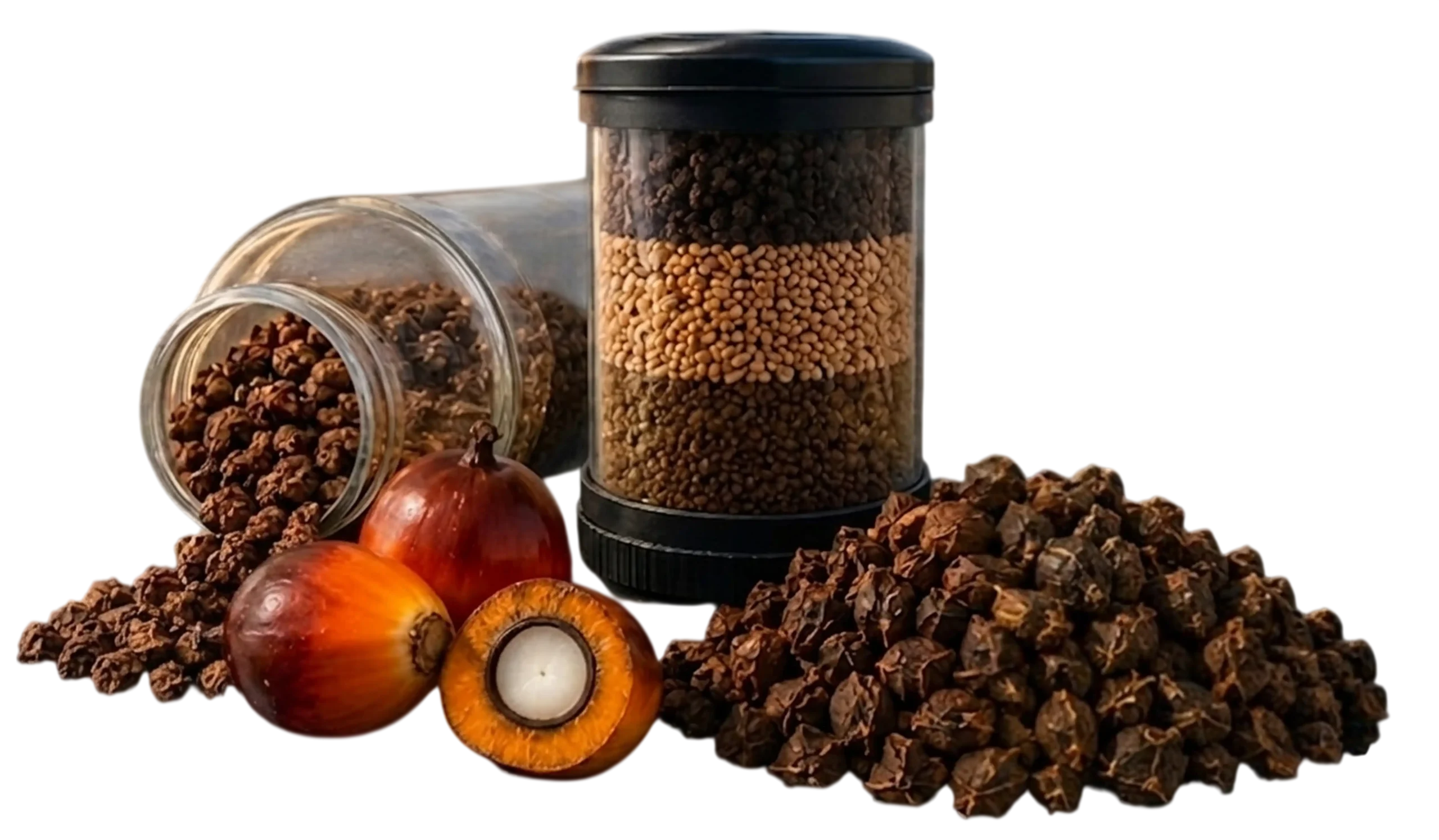 Cáscara de nuez de palma de aceite.